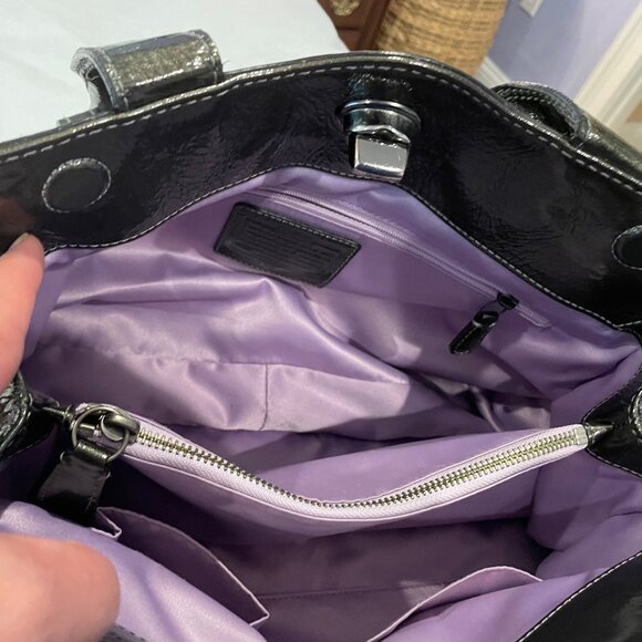 Coach Patent Leather Garnet Turnlock Satchel in Pewter (Style No. 13926) - Picture 8 of 14